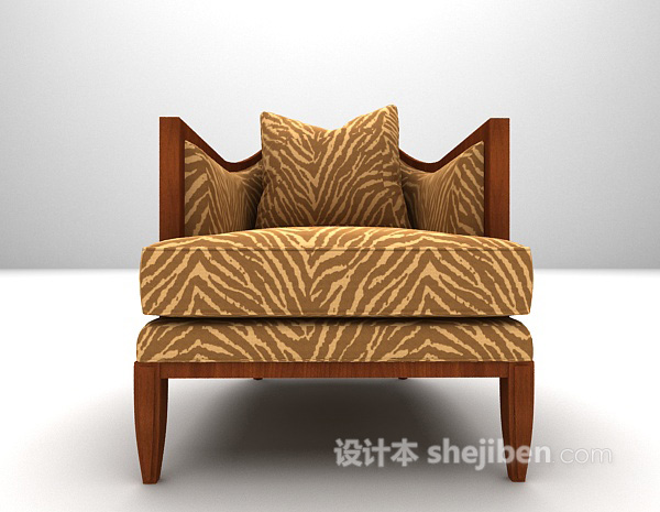 欧式棕色单人沙发模型下载