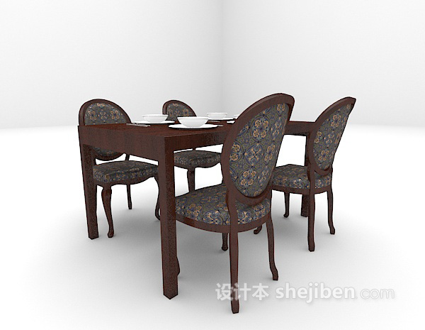 中式风格中式餐桌3d模型下载