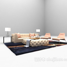 现代皮质软沙发max3d模型下载