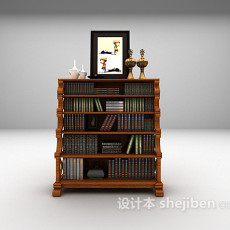 木质书柜3d模型下载