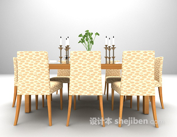 灰色木质桌椅模型下载