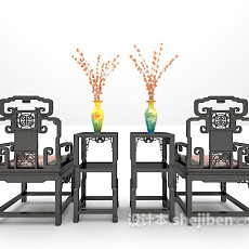 中式木质椅3d模型下载
