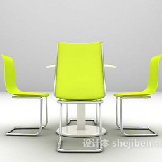 绿色桌椅组合3d模型下载