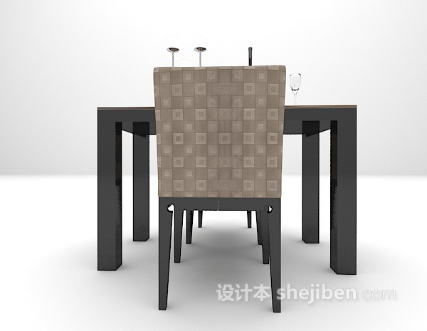 欧式黑色餐桌3d模型下载