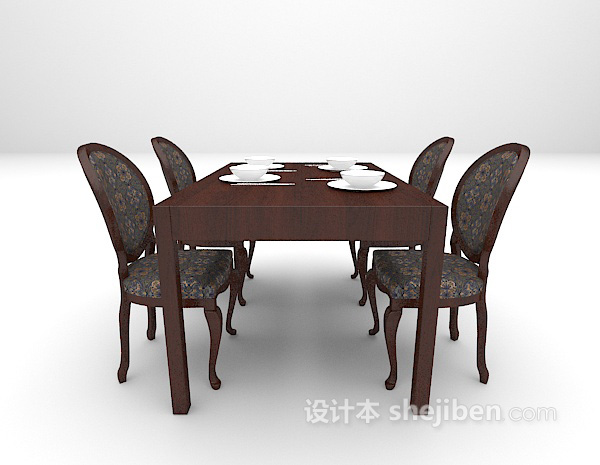 设计本中式餐桌3d模型下载