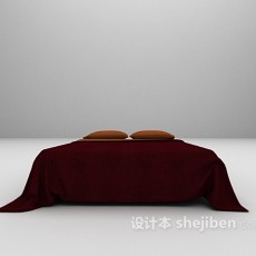 酒红色双人床3d模型下载