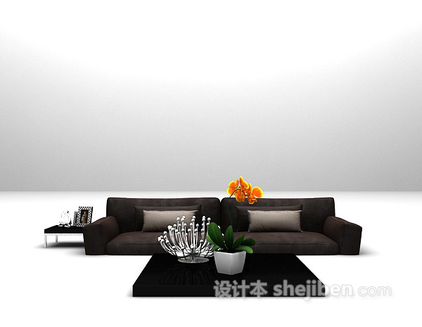 黑色双人沙发3d模型下载