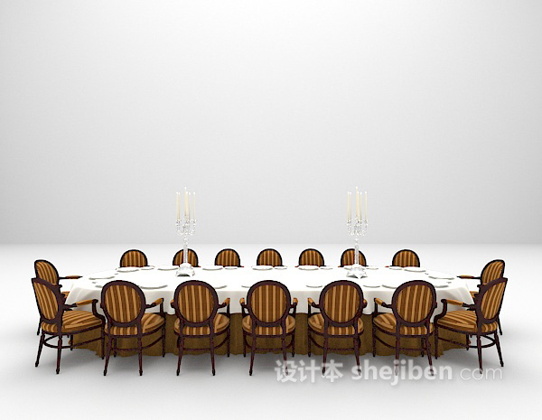 大型聚会餐桌模型下载