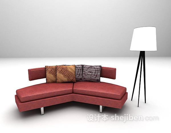 红色沙发3d模型下载
