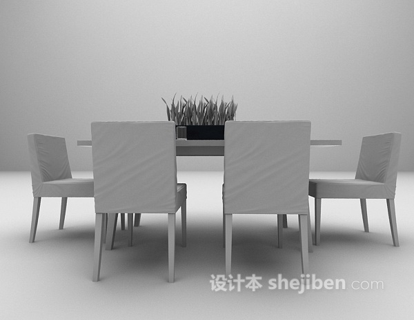 现代灰色桌椅模型下载