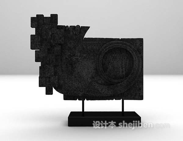 黑色雕塑品3d模型下载