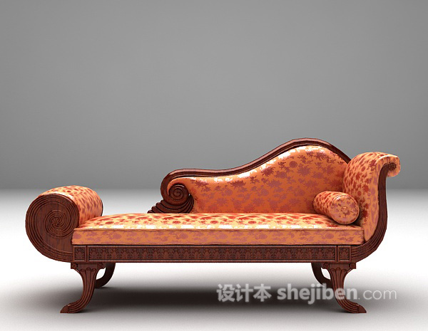 红色欧式躺椅模型下载