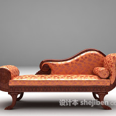 红色欧式躺椅3d模型下载