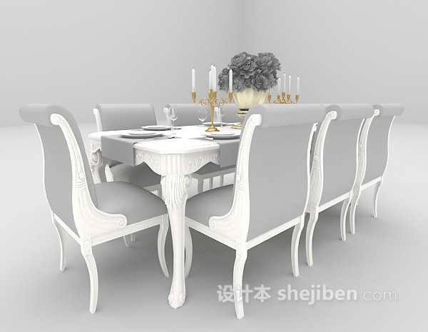 欧式风格欧式灰色桌椅3d模型下载