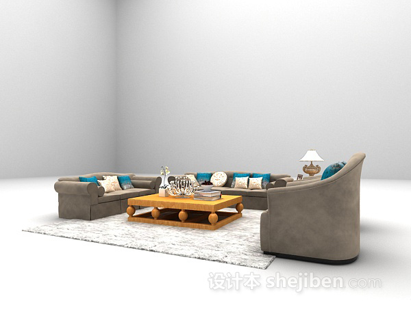 免费欧式客厅沙发3d模型下载