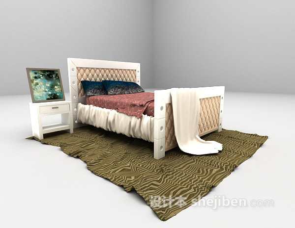 现代风格床具3d模型下载