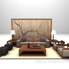 新中式组合沙发3d模型下载