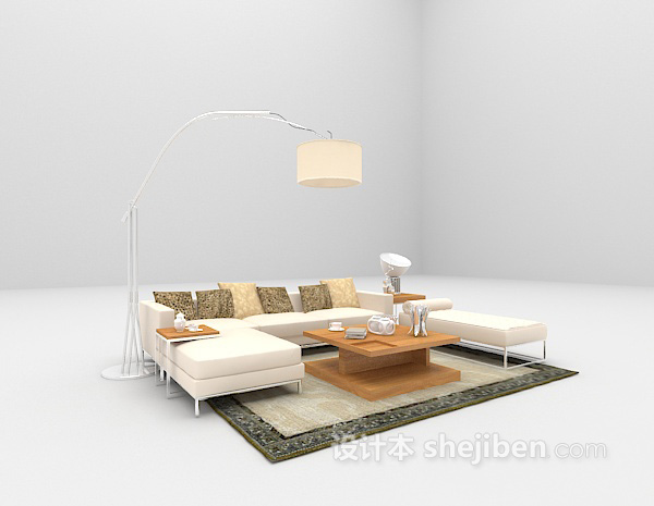 白色沙发组合3d模型