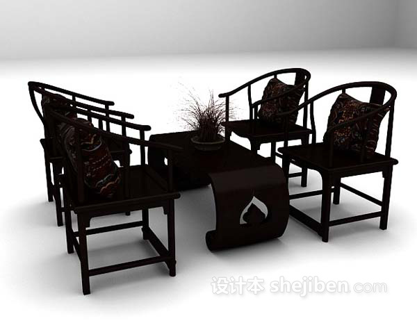 设计本中式桌椅组合推荐3d模型下载