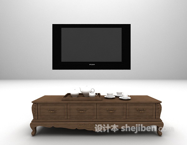 欧式复古电视柜3d模型下载