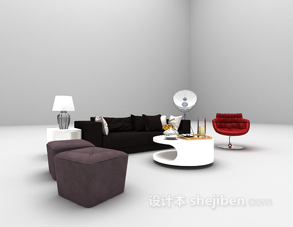 现代沙发欣赏3d模型下载