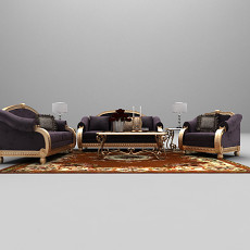 紫色豪华型组合沙发3d模型下载