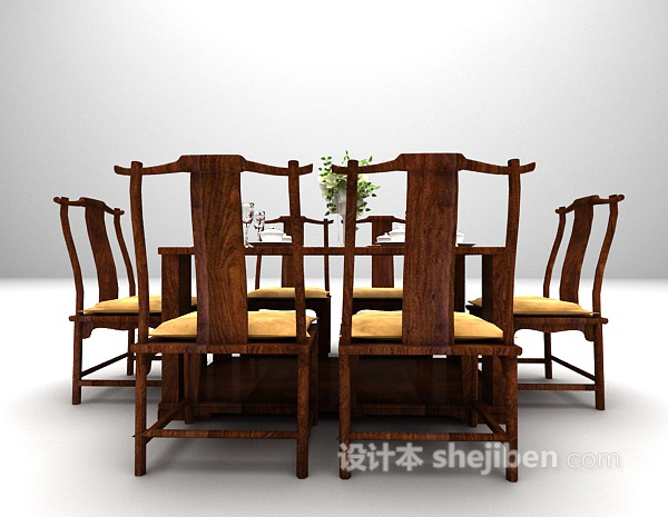 中式木质桌椅模型欣赏