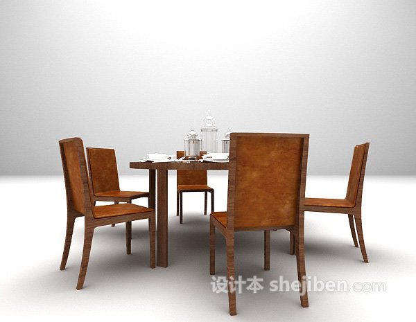 棕色圆形餐桌模型下载