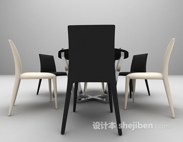 简易风格餐桌3d模型下载