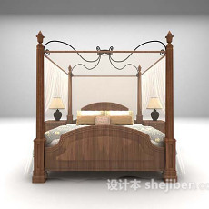 木制床欣赏3d模型下载