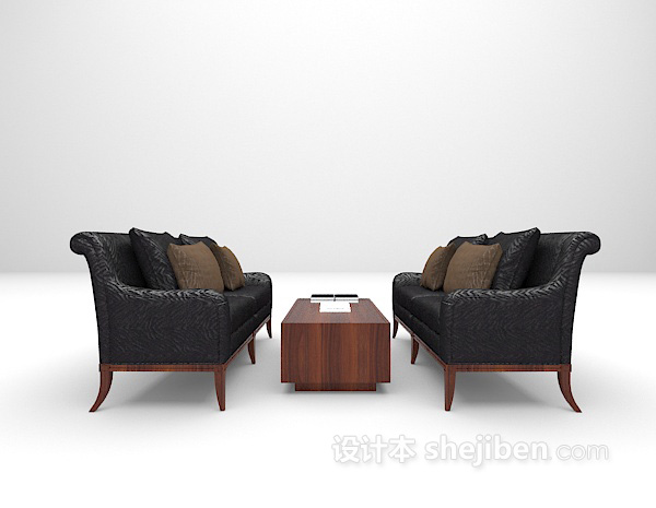 设计本现代皮质沙发3d模型下载