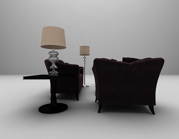深色单人沙发3d模型