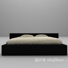黑色床3d模型下载