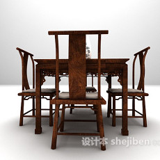 中式木质桌椅推荐3d模型下载