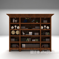欧式实木书柜3d模型下载