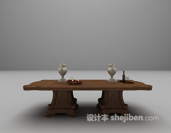 欧式棕色餐桌3d模型大全