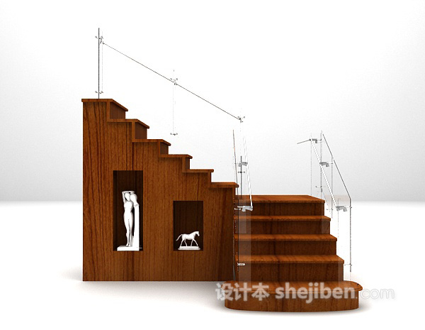 欧式风格木质楼梯3d模型下载