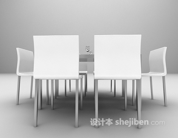 白色桌椅模型下载