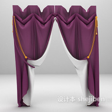 浪漫紫色窗帘3d模型下载