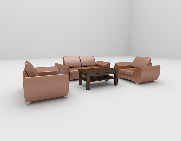 欧式风格皮质组合沙发推荐3d模型下载