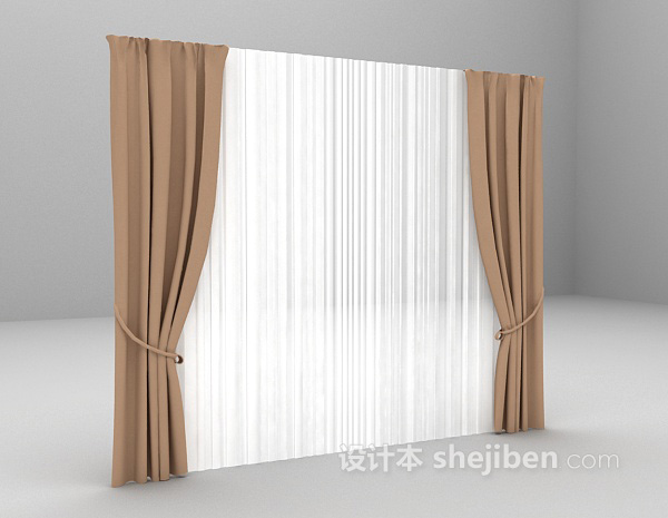 设计本双层窗帘3d模型下载