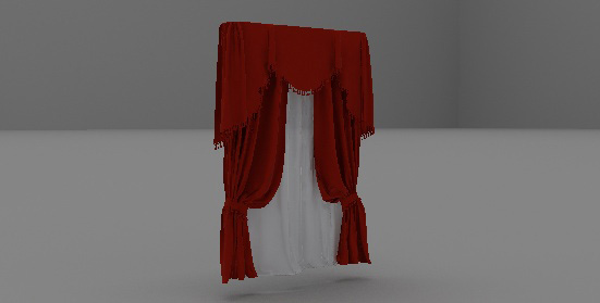 欧式风格红色欧式窗帘3d模型下载