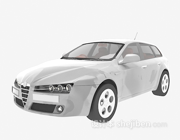 免费白色汽车3d模型下载