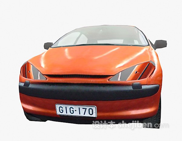 现代风格橙色车3d模型下载