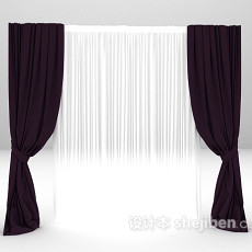 现代紫色窗帘3d模型下载