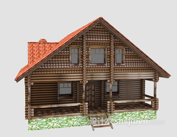 设计本黄色的别墅3d模型下载