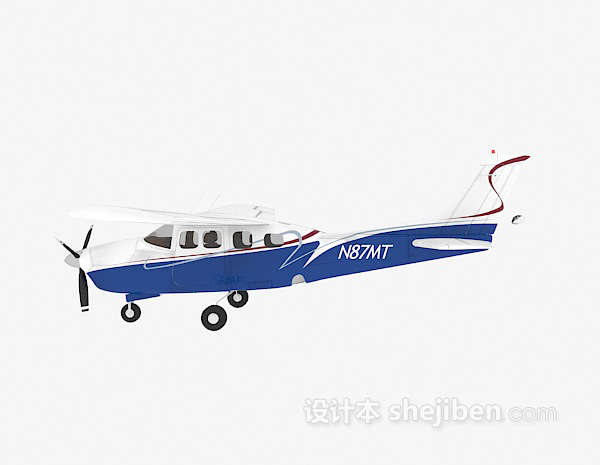 现代风格蓝色直升飞机3d模型下载