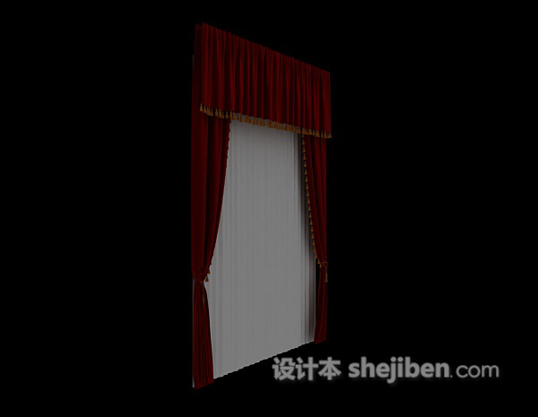 现代风格个性红色窗帘3d模型下载