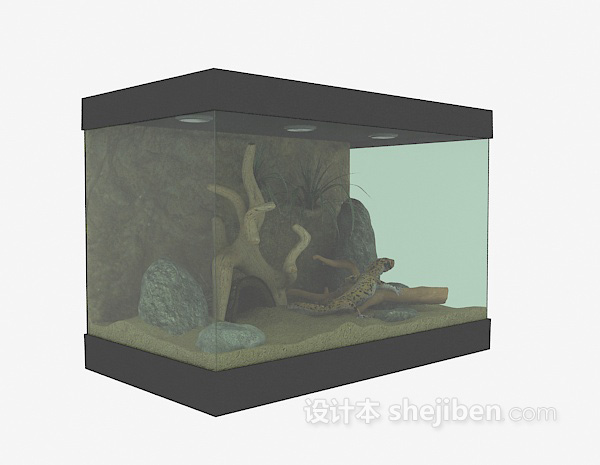 免费褐色玻璃鱼缸3d模型下载