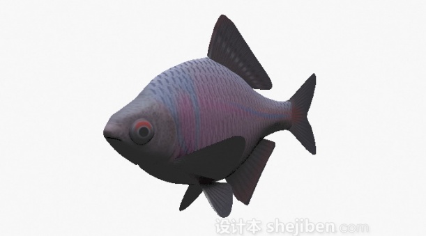 现代风格紫色鱼3d模型下载